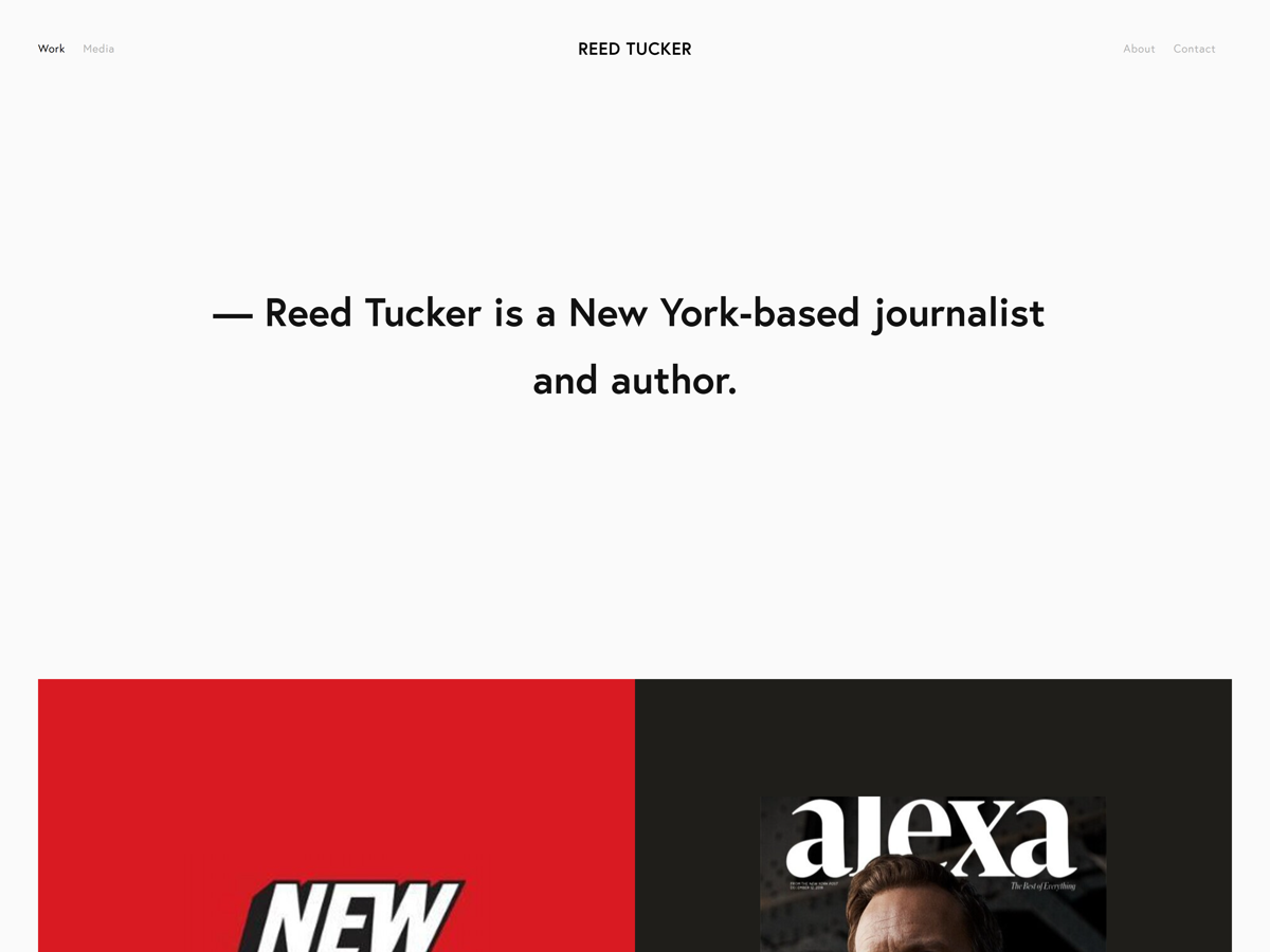 Screenshot of Reed Tucker, from the writer websites collection.