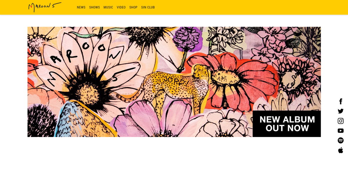 Screenshot of Maroon 5, from the band websites collection.