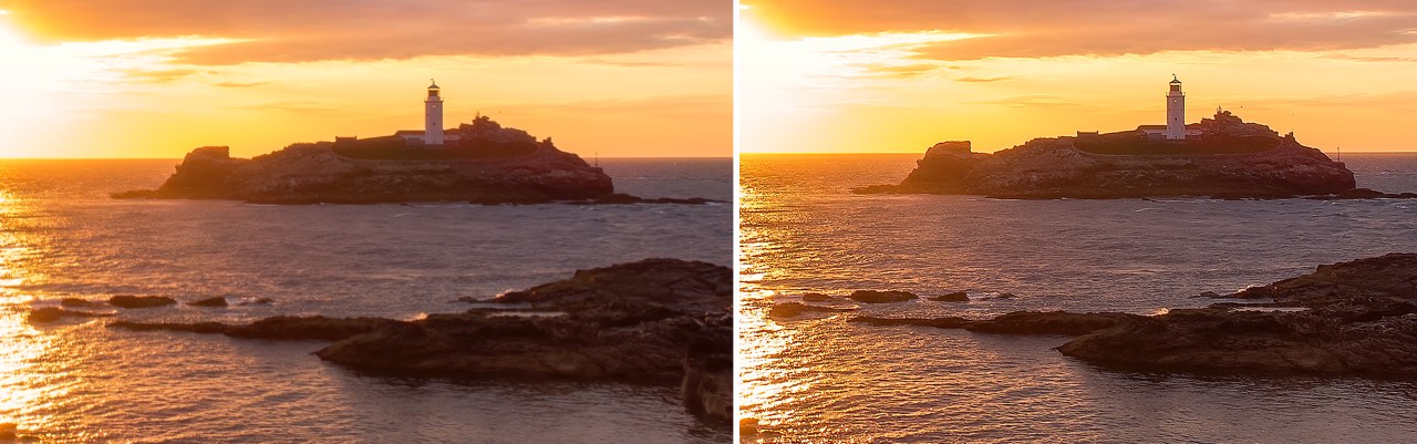 Initial image on the left, sharpened for printing on the right