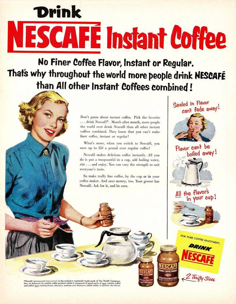 A vintage advertisement for Nescafe Instant Coffee, circa 