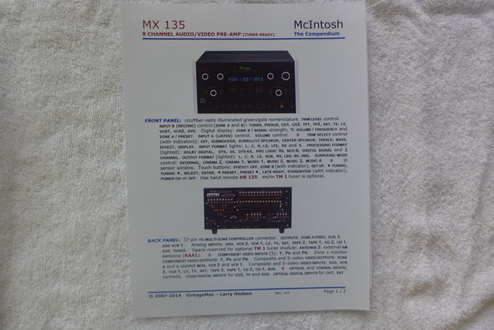 MCINTOSH MX 135 SURROUND SOUND PROCESSOR