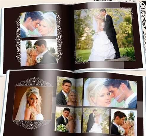 Классическая свадебная фотокнига для Фотошоп в шоколадных тонах