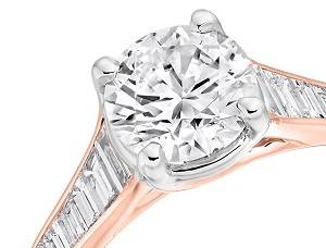 Solitaire with diamond set rose gold shoulders bespoke diamond engagement rings - Pobjoy Diamonds