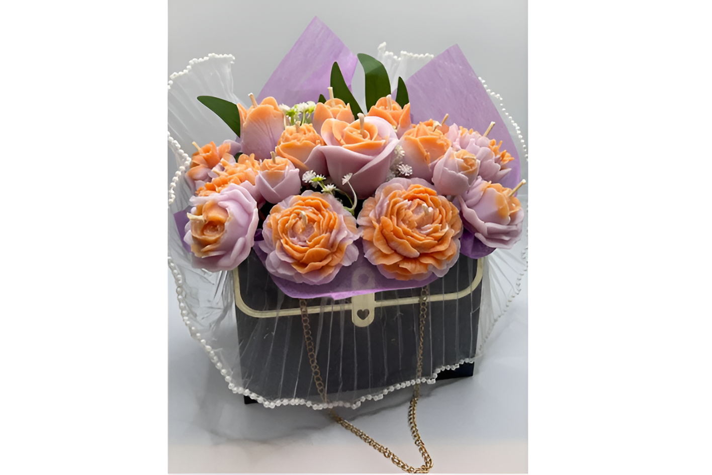 Passionfruit Papaya Candle/Melt Handbag Flower Bouquet - Image 3