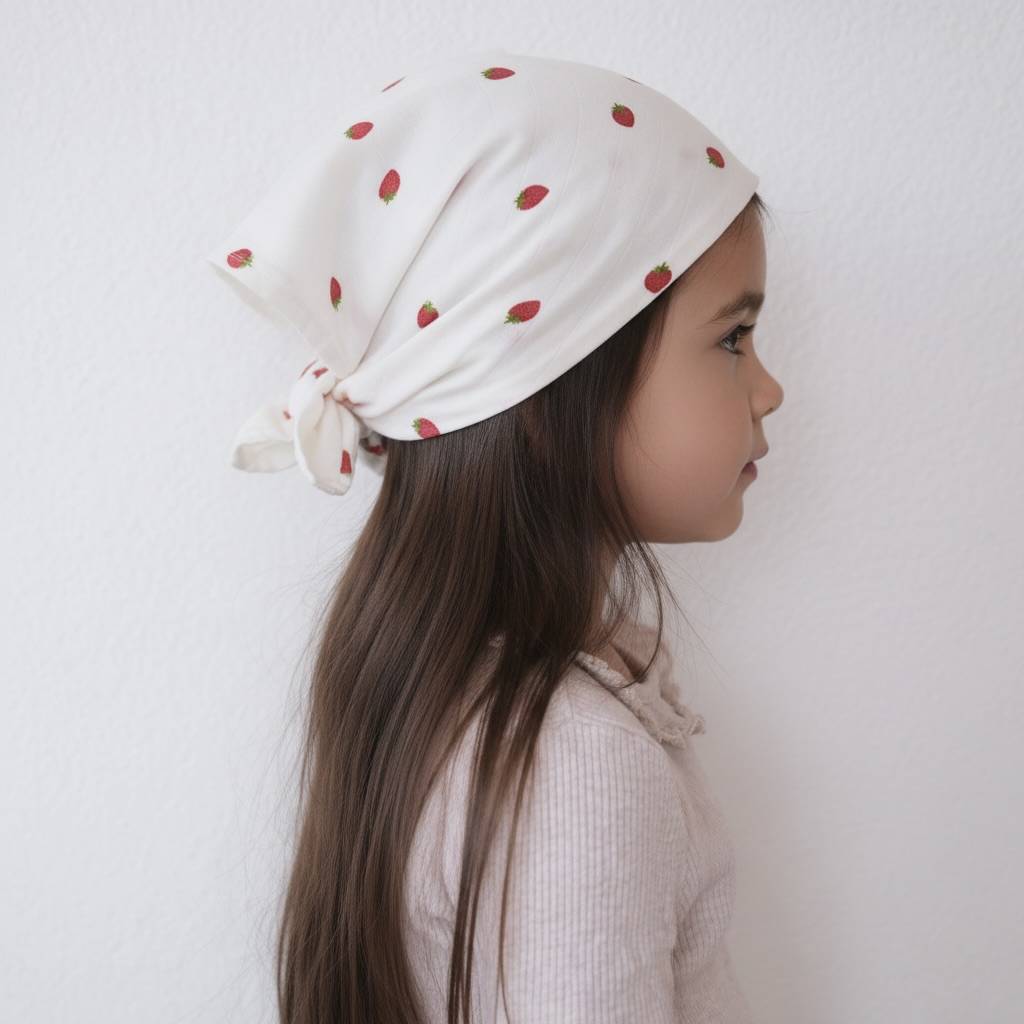 Foulard scarf bébé raffiné coeurs rouges pour bébé et enfant, en coton doux et bambou et respirant, certifié OEKO-TEX, idéal pour compléter une tenue d’enfant chic et confortable