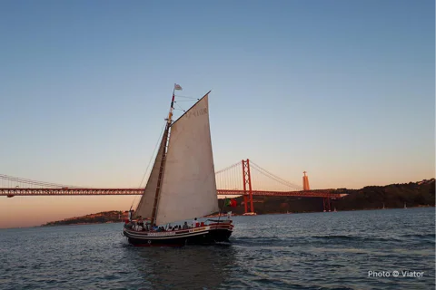Lisbon Traditional Boats Sunset Cruise with White Wine
