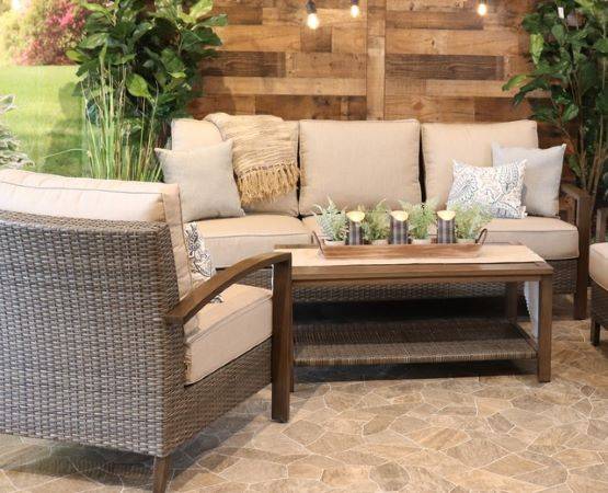 Alfresco Home Kennet Outdoor Patio Seating Mixed Materials All Weather Wicker with Aluminum Frames