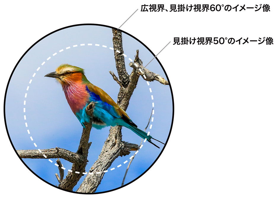 開放感のある視界が得られる広視界タイプ