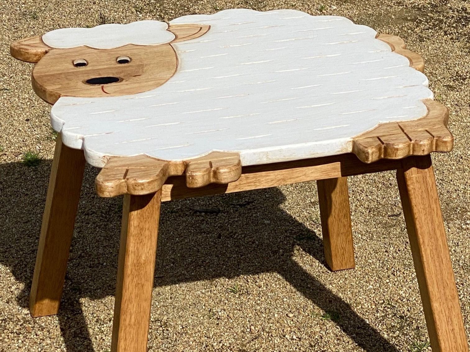 Children’s wooden sheep lamb table Shaun the Sheep theme - Image 2