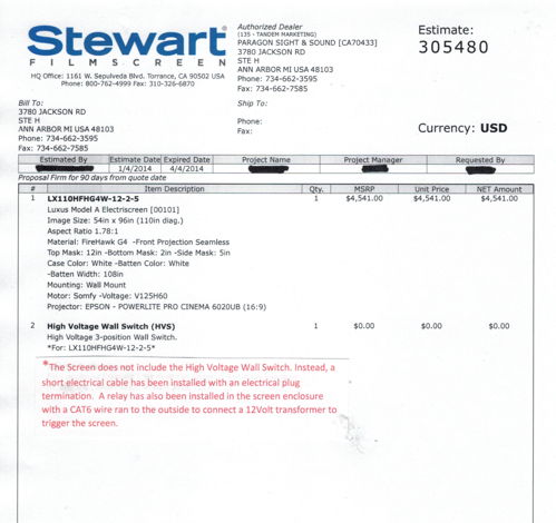 Stewart Filmscreen 110-inch Luxus Model A Elictriscreen...