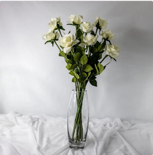 Off White Real Touch Open Bloom Rose - Realistic Artificial Flowers - Image 2