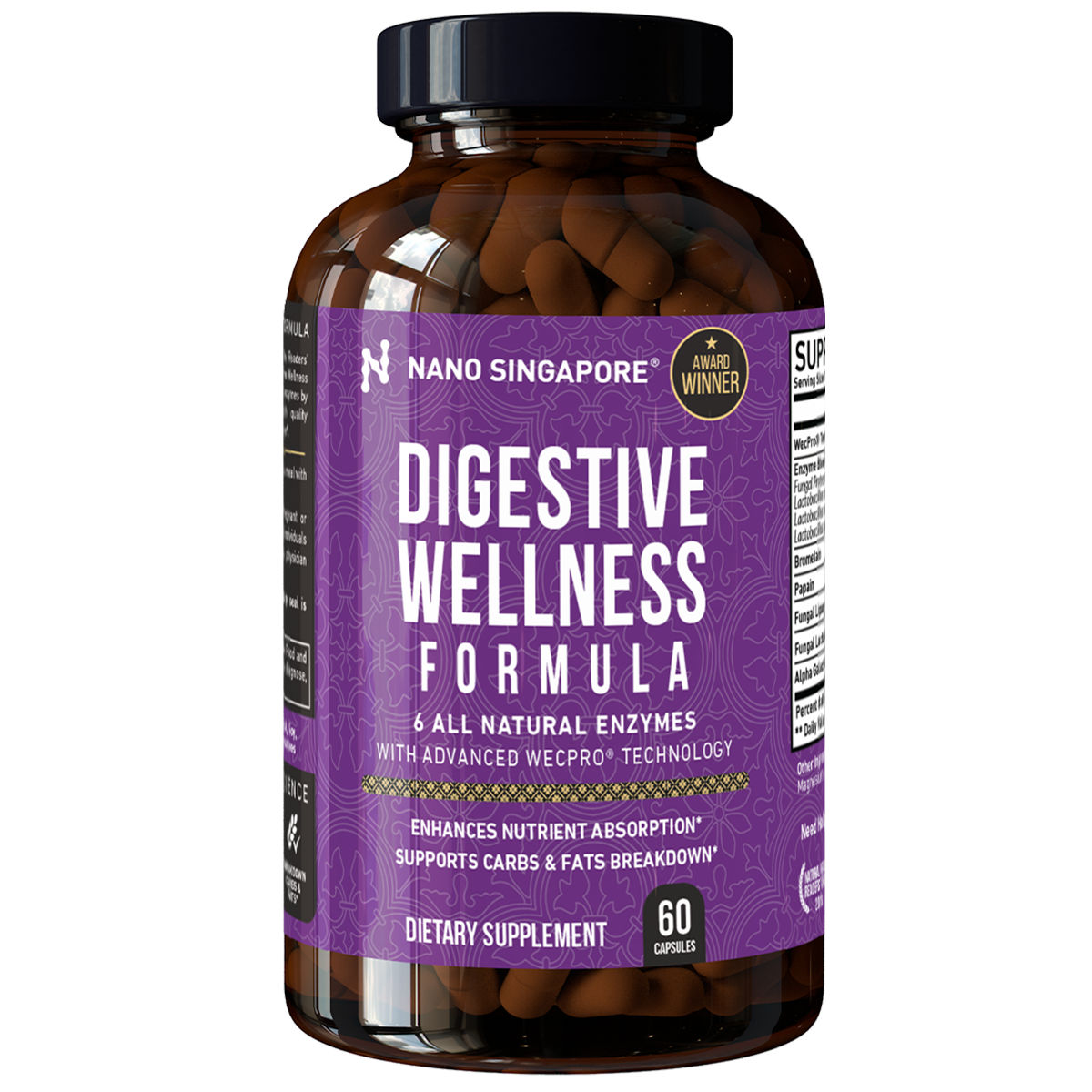 A bottle of the best digestive enzyme supplement