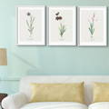 A group of flower wall prints, an example of biophilic design in a living space. Adding natural elements into your home