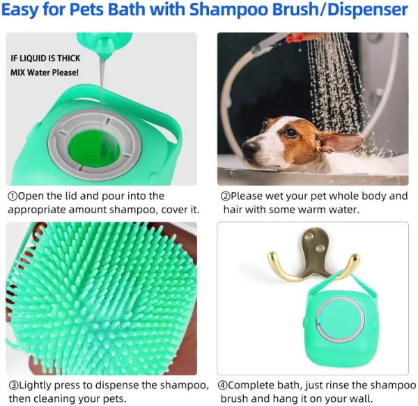Pet Dog Shampoo Massager Brush Cat Massage Comb Grooming Scrubber Shower Brush - Image 3