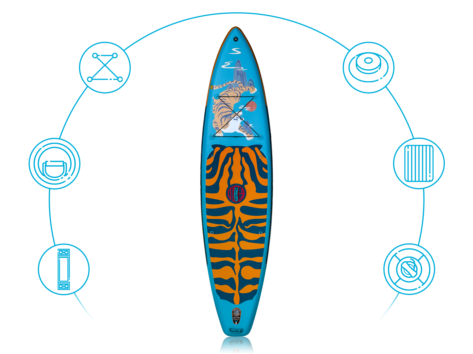 Funwater inflatable stand up paddle board with portable handle and EVA Deck Pad