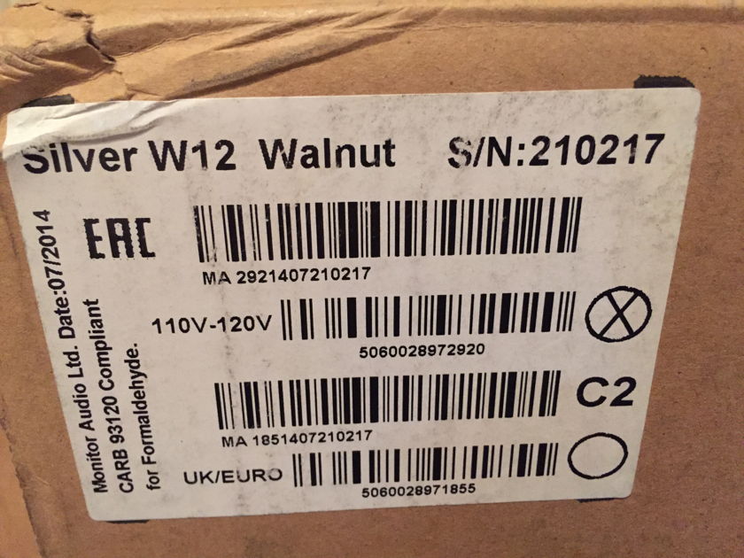 Monitor Audio Silver W12 walnut subwoofer Mint customer trade-in