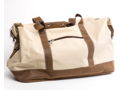Large Weekender Bag Cream with Faux Leather Accents