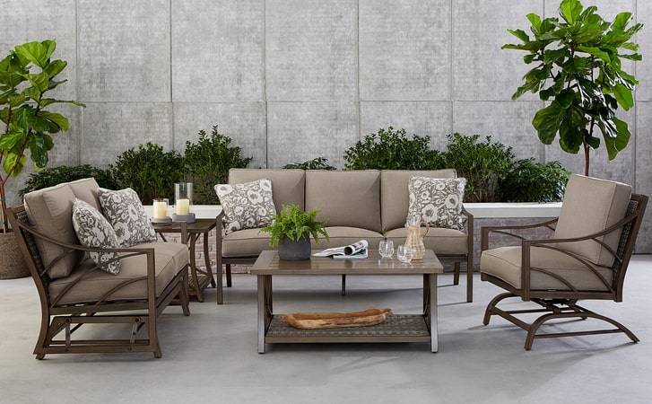 Apricity by Agio Potomac Outdoor Patio Seating Mixed Materials Wicker with Aluminum Frames