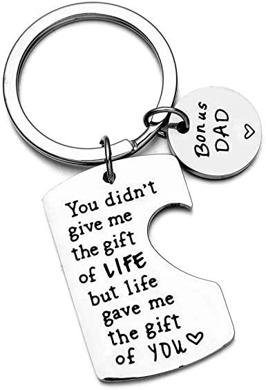 Stainless Steel Keychain Engraved With The Messages You Didn't Give Me the Gift of Life But Life Gave Me the Gift of You