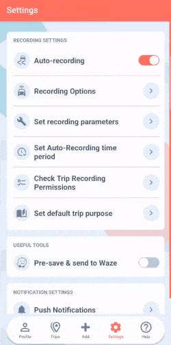 auto-tracking settings android