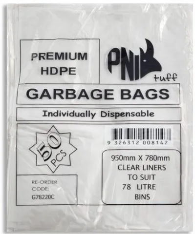 82L Clear x 250 17um Medium Duty Liner