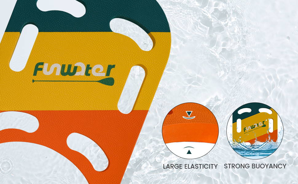 Shows the swimkickboard's large elasticity and strong buoyancy