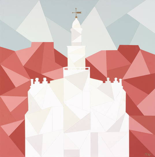 Geometric painting of the St. George LDS Temple.