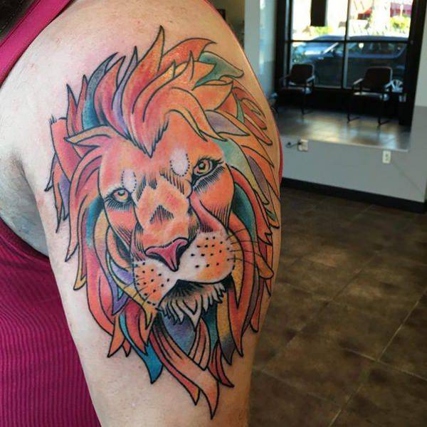 Tatouage Lion Dessin en Couleurs