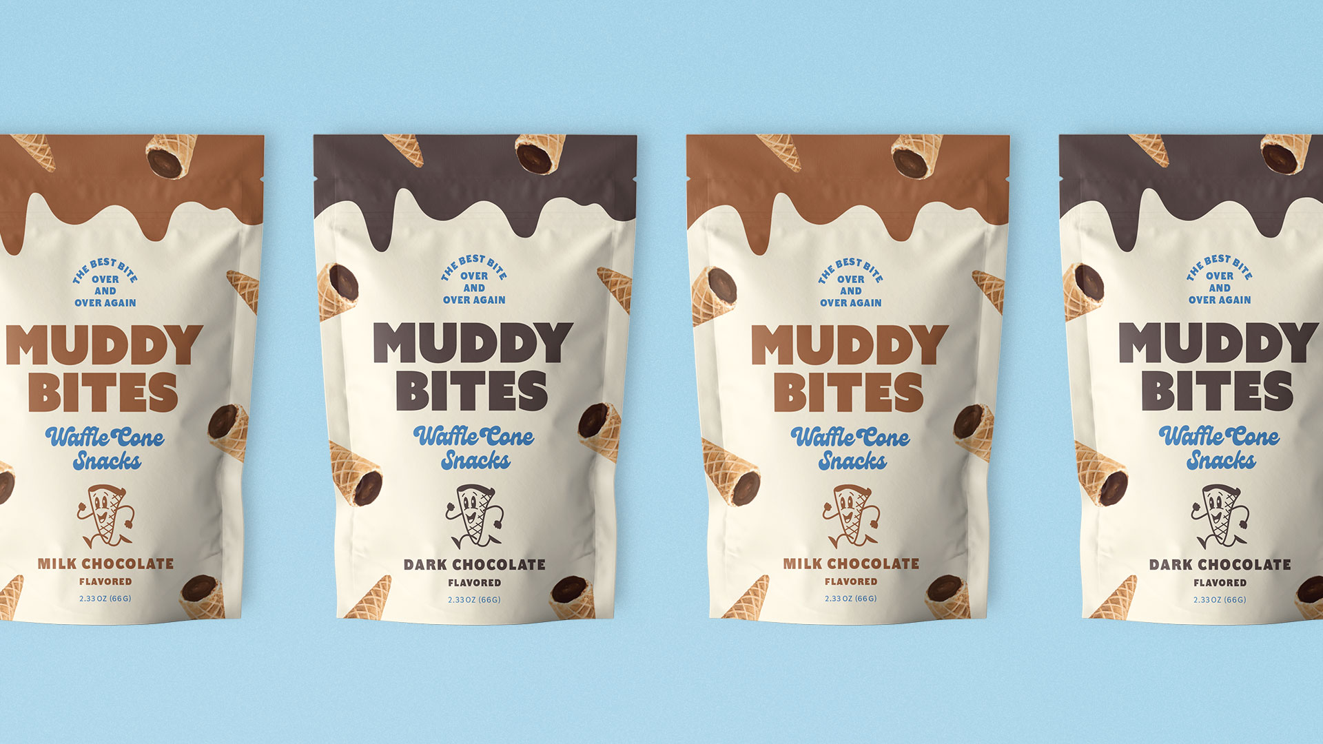 Muddy Bites Milk Chocolate Waffle Cone Snacks, 2.33 oz