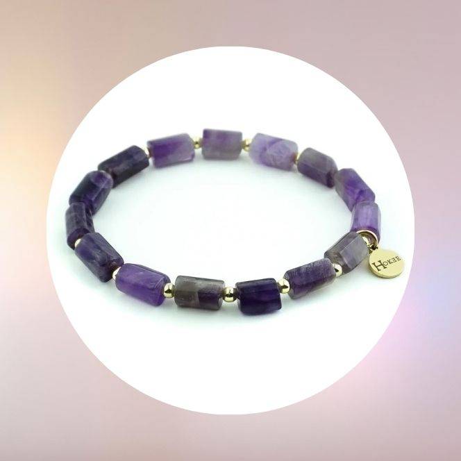 Bracelet en pierres naturelles violettes Hokee Minéraux, bijou énergétique pour l’équilibre et la sérénité