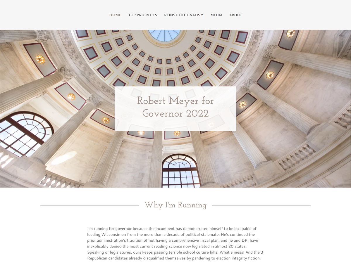 Screenshot of Robert Meyer, from the politician websites collection.
