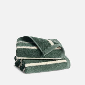 Super-Plush Turkish Cotton Washcloths (Striped Botanical Green)