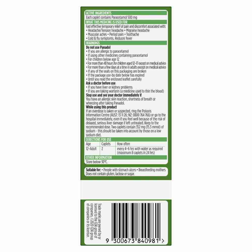 Panadol Rapid For Pain Relief Paracetamol - 500Mg 80 Caplets - Image 3