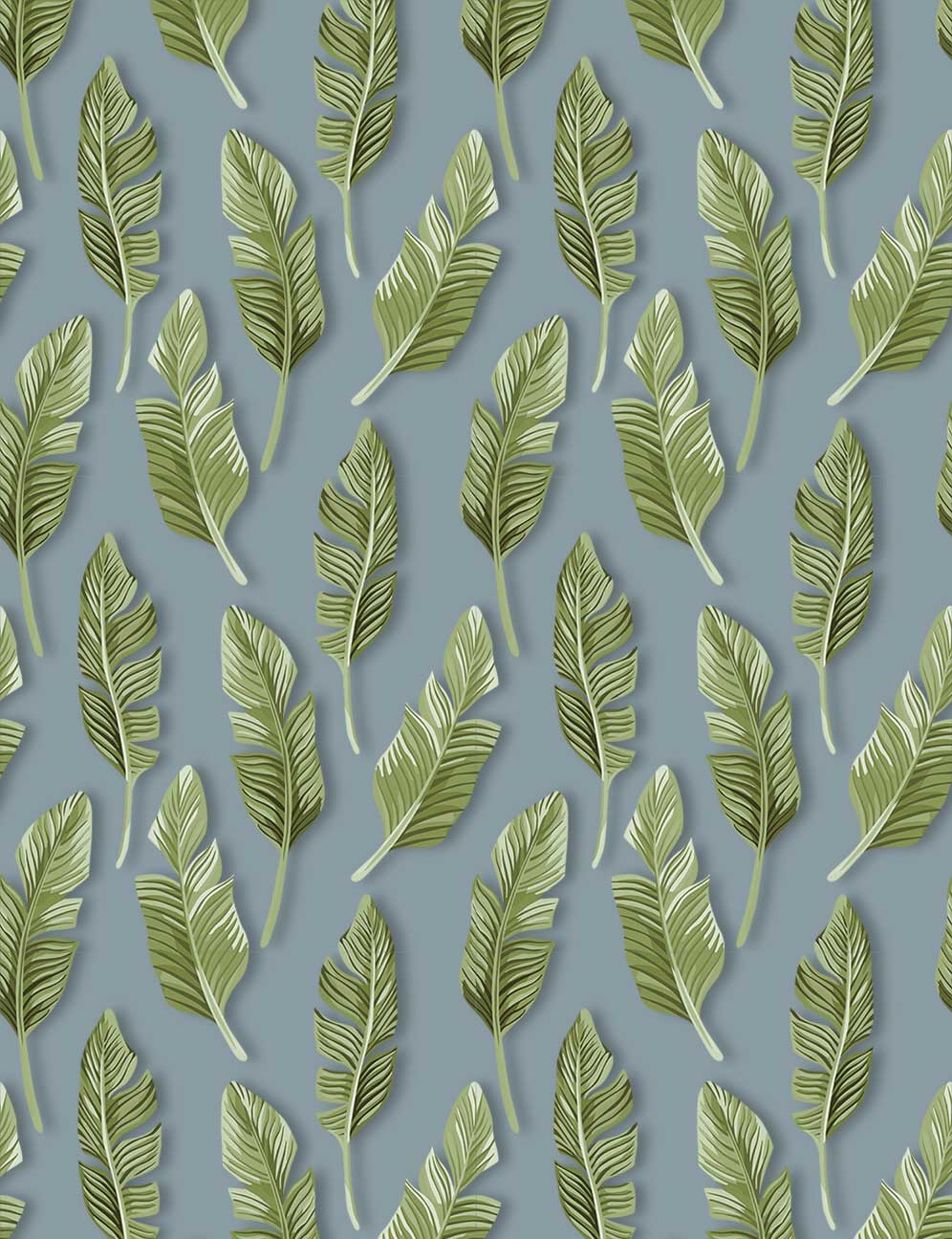 Grey & Green Jungle Leaf Wallpaper hero image