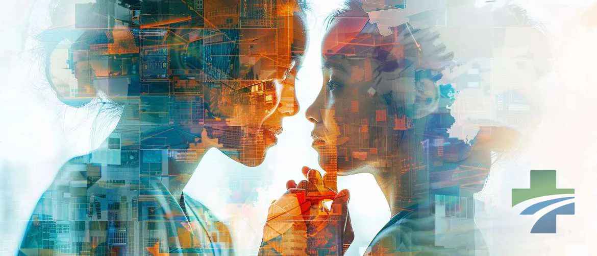 Digital collage symbolizing patient-caregiver connections through photography