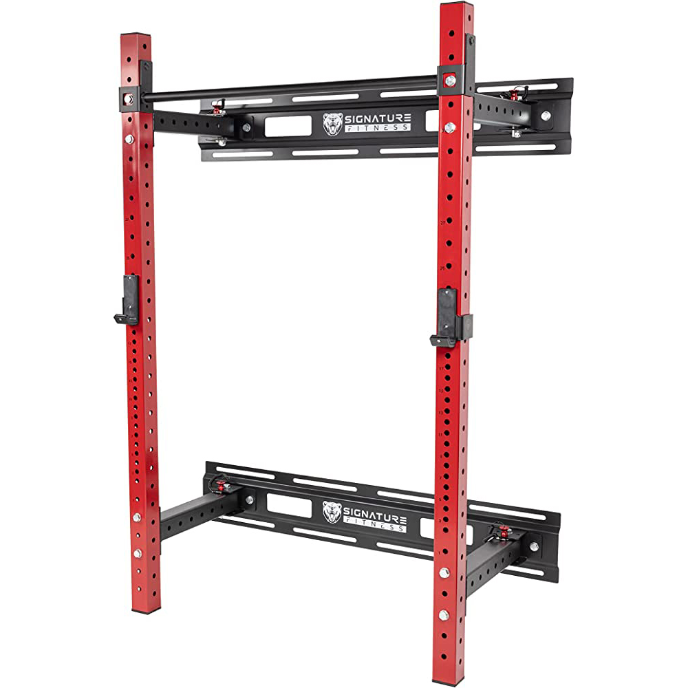 Signature Fitness 3” x 3” Wall Mounted Fold-in Power Cage Squat Rack