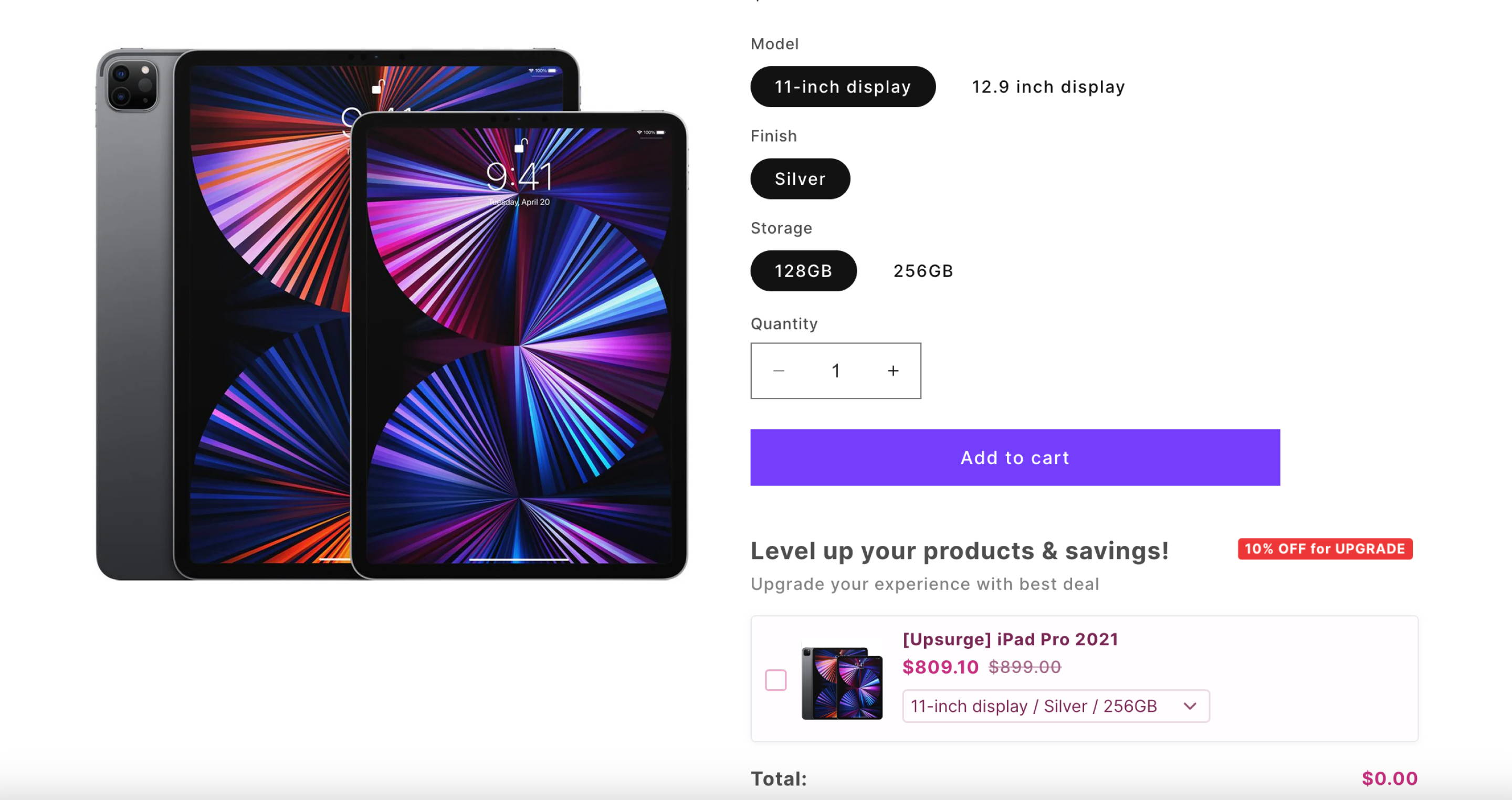 ipad upsurge options as upselling