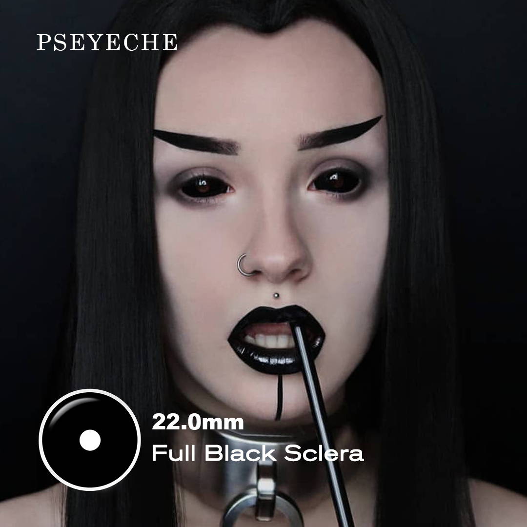 PsEYEche Full Black Sclera Contacts