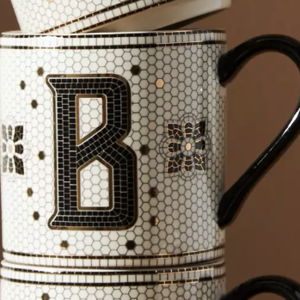 The Bistro Tile Stoneware Mug: Monogram Edition Letter B