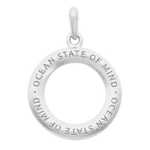 Silber Halsketten Anhänger mit Schriftzug Ocean State Of Mind