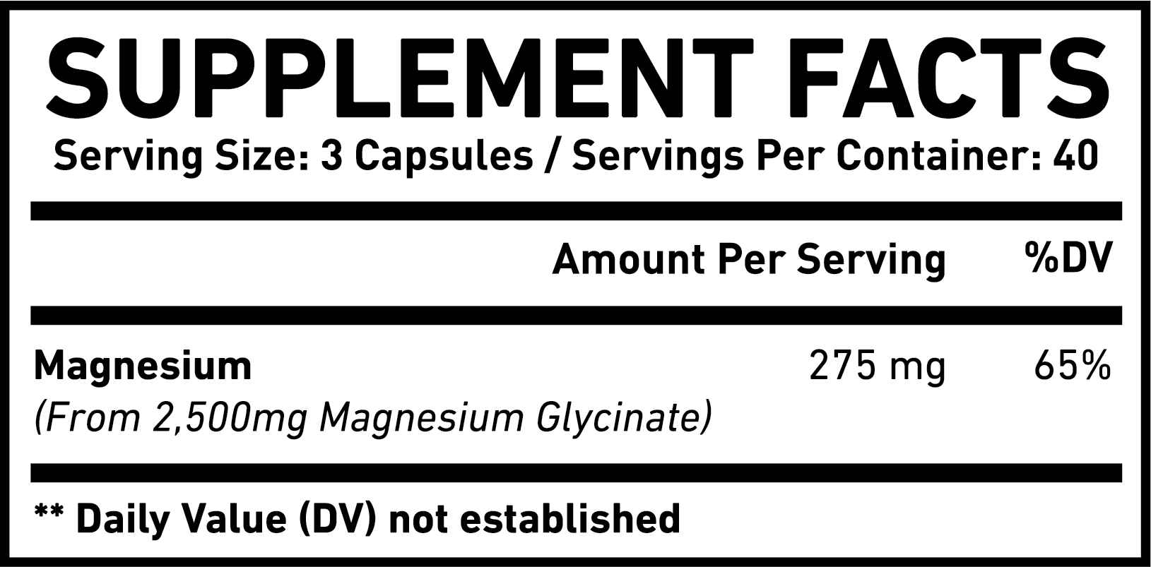 Supplement Facts of Magnesium Glycinate Singapore