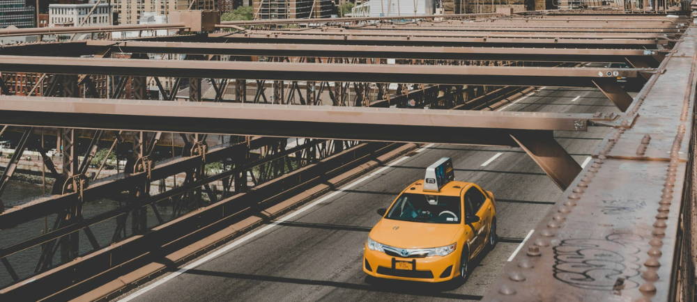 New York City taxi on bridge
