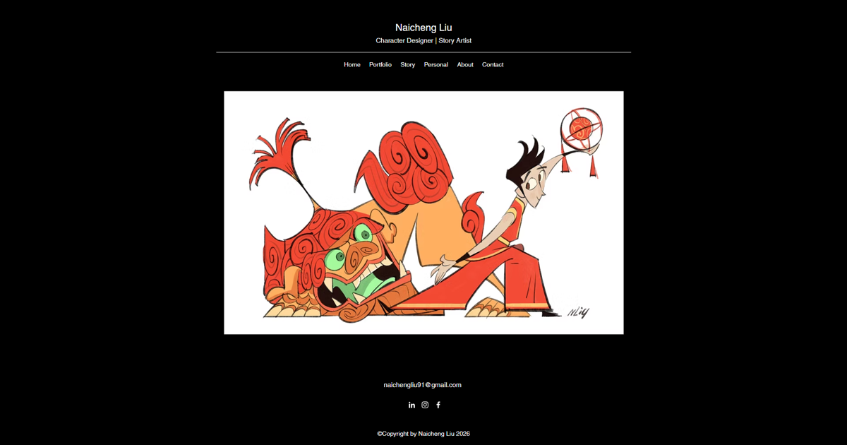 Screenshot of Naicheng Liu, from the character design portfolios collection.
