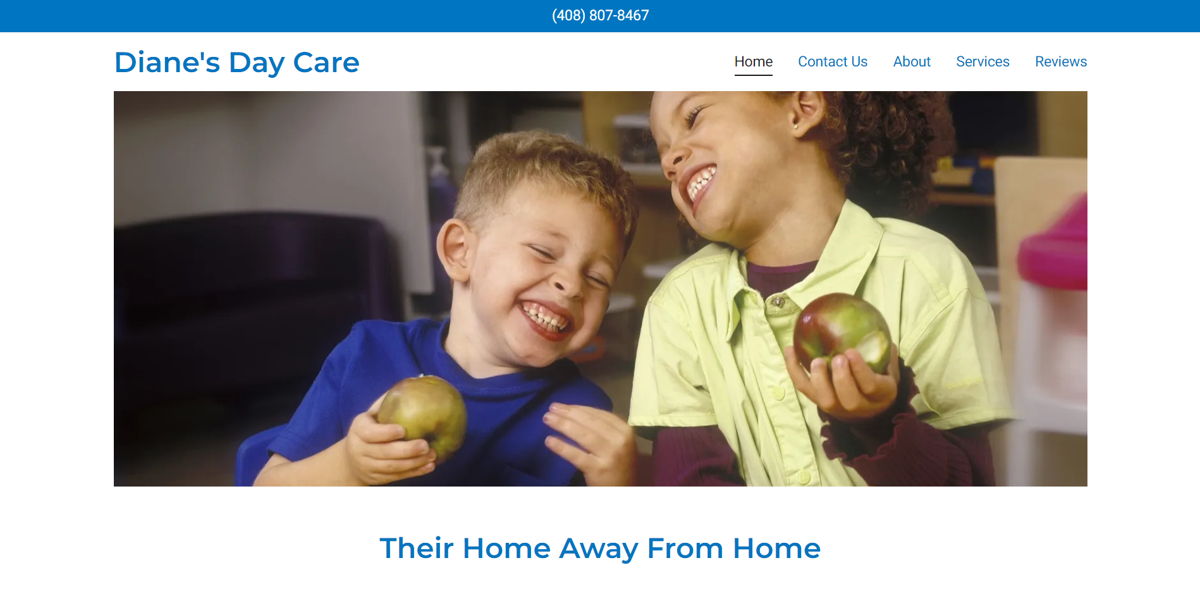 Screenshot of Diane's Day Care, from the childcare & daycare websites collection.