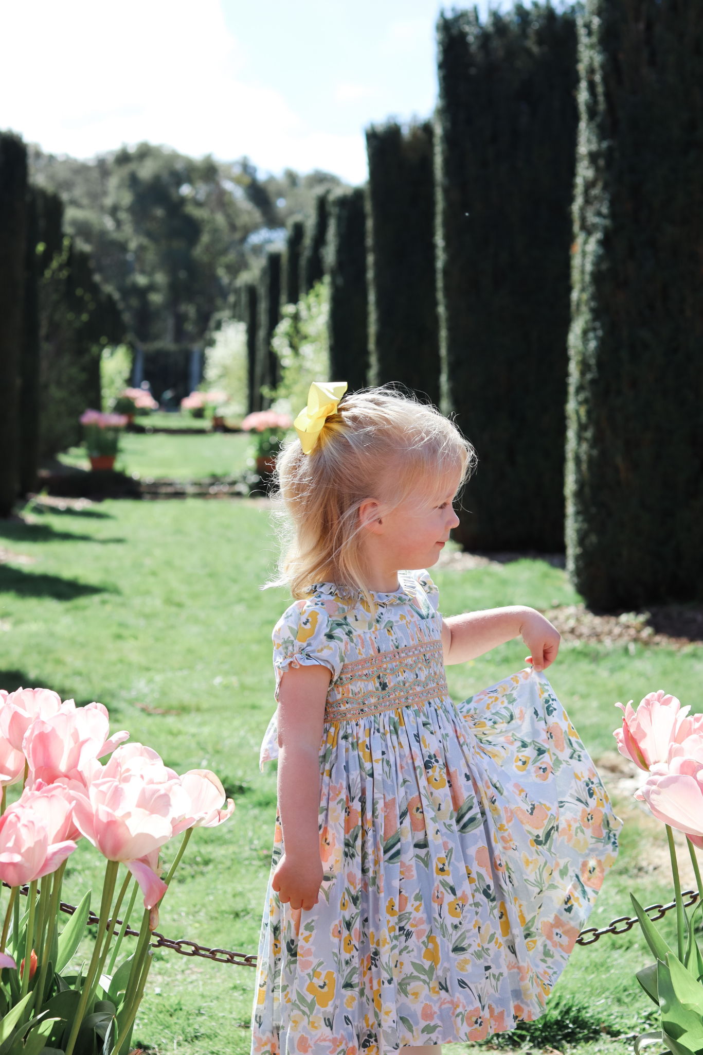 Floral print smocked dress