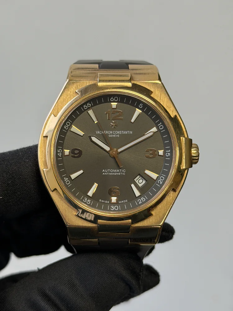 Date Rose gold on Rubber strap Grey dial Box & papers 2012