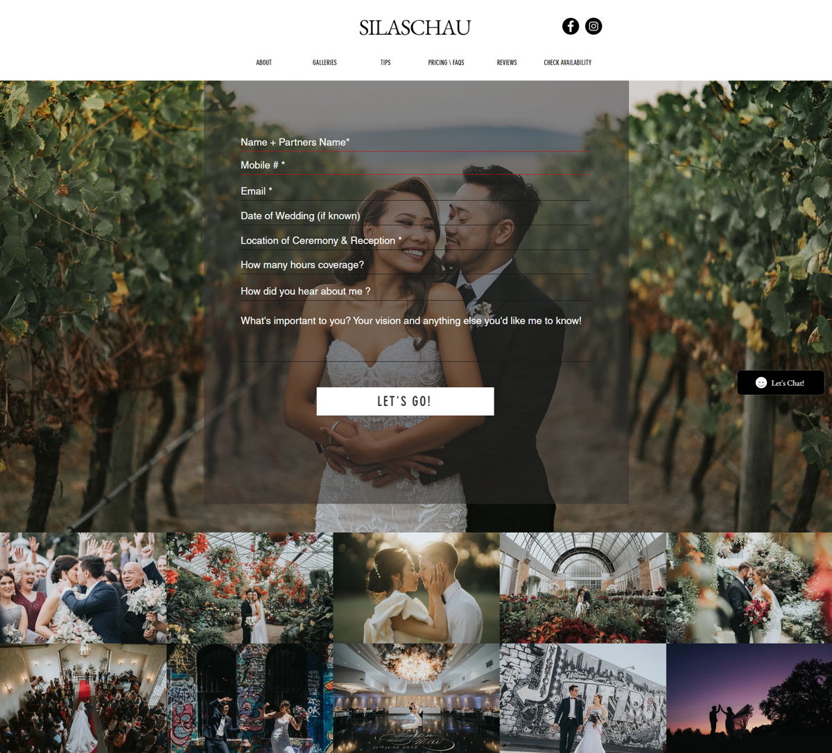 Screenshot of Silas Chau, from the wedding photography websites collection.