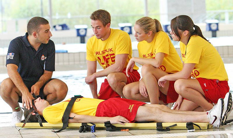 Lifeguards on the swiming pool deck