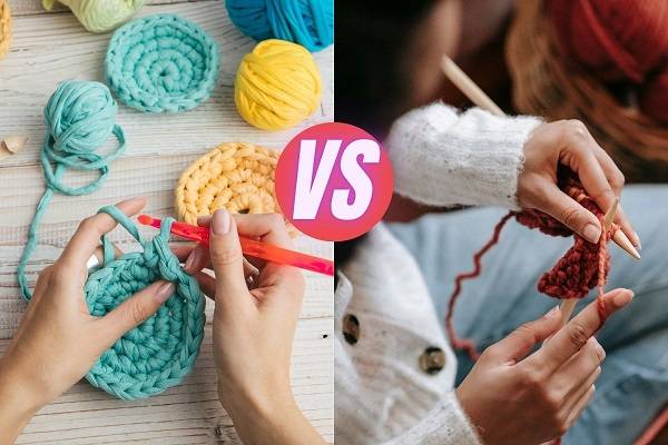 difference between knitting and crocheting