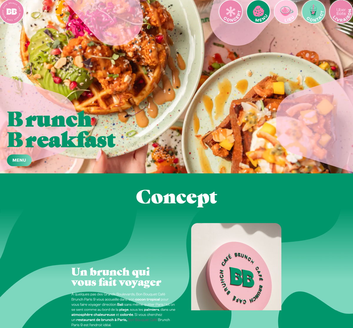 Screenshot of Bon Bouquet Café, from the wordpress websites collection.